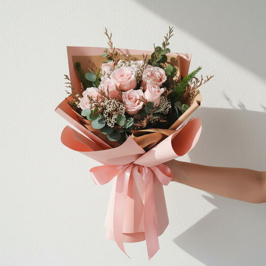 11 Pink Roses in Elegant Wrapping