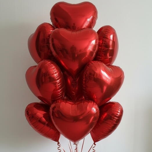 20 Red Heart Foil Balloons – 18 Inches