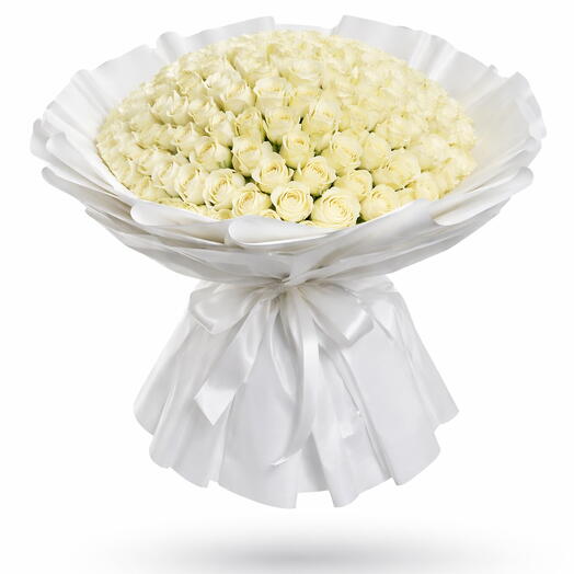 101 Elegant white roses bouquet