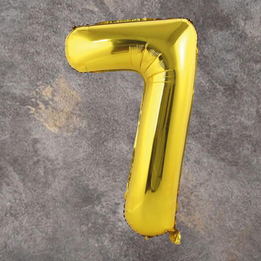 Золотой фольгированный шар-цифра 7