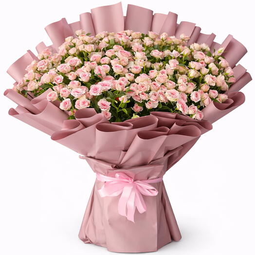 Ramo de lujo de 51 rosas miniatura de color rosa