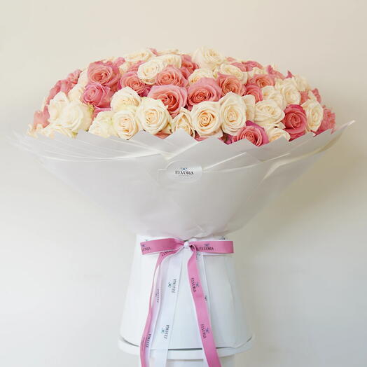 Pink And White Roses Bulsh Bouquet