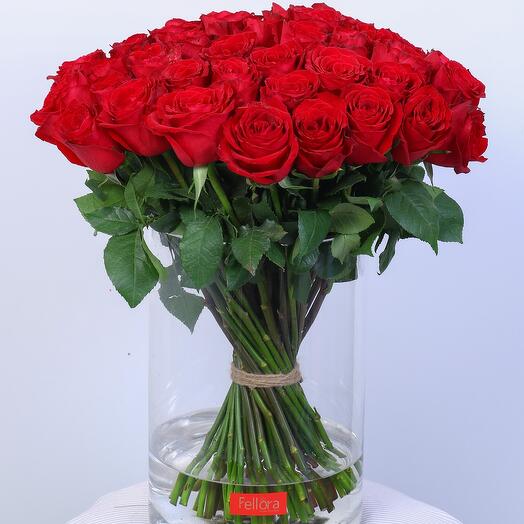 51  Red Roses Vase-563