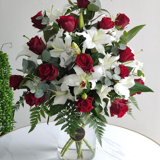 Crimson Lily Serenade Vase