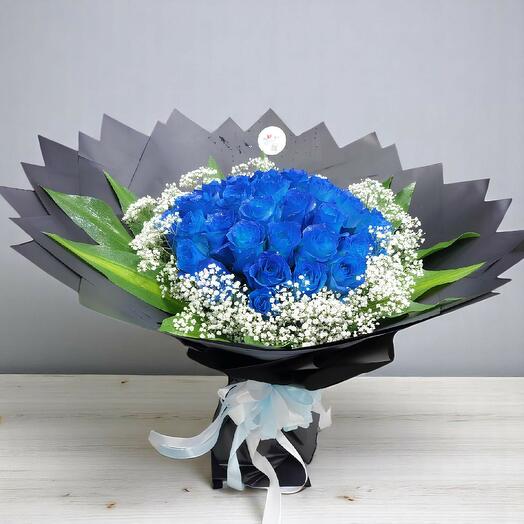 40pcs blue rose bouquet special bouquet