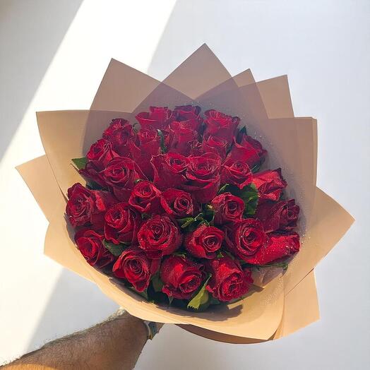 Premium 35 Red Roses Hand-Tied Bouquet – Elegant Romantic Gift for Any Occasion
