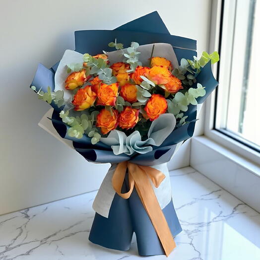 Sunrise Glow – Orange Rose Wrap