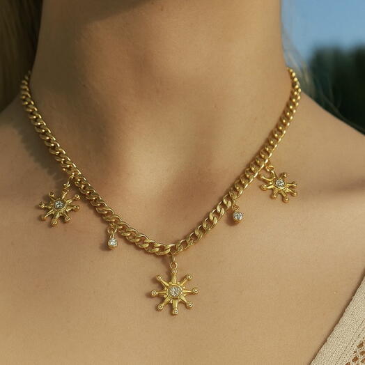 Колье со звёздами, позолоченное 18K