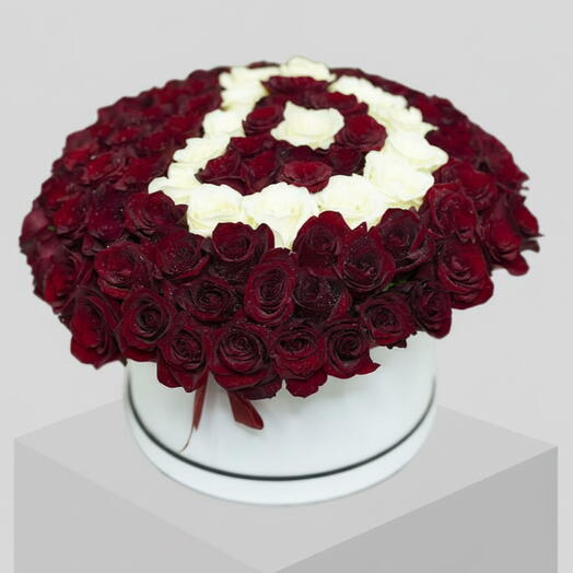 100 Red With White Rose Letter Arrangement