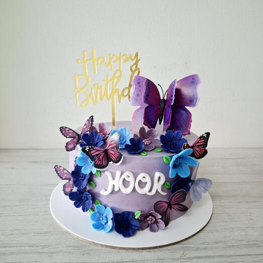 Flowers and butterflies cake, garden cake