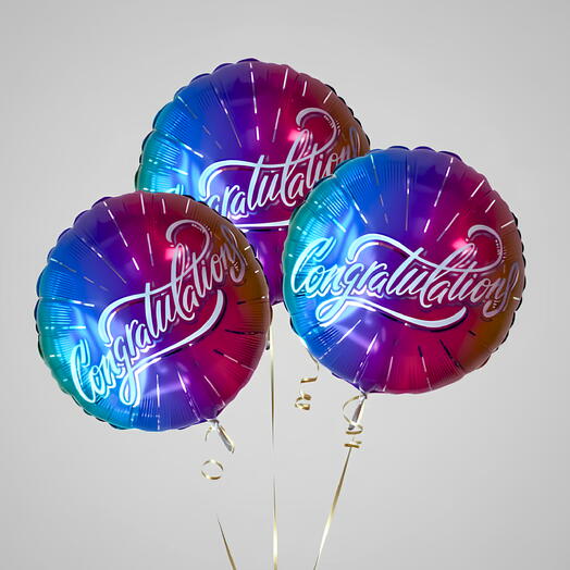 Congratulations Balloon Set | 3 Helium Foil Balloons for Celebration