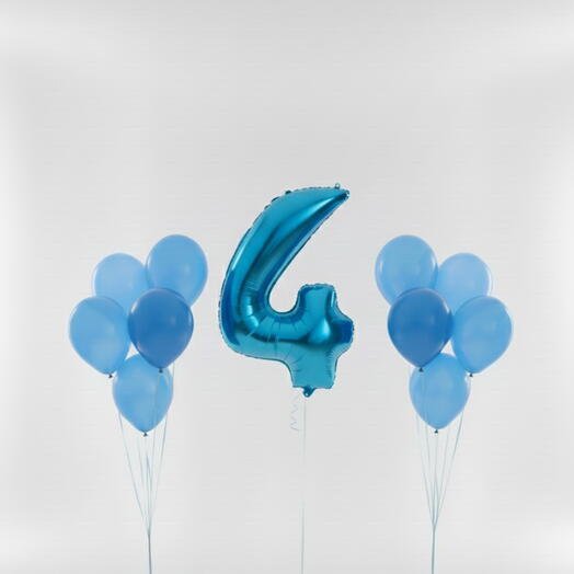 Happy Birthday Blue Number Four Balloon Set – 40 Inch