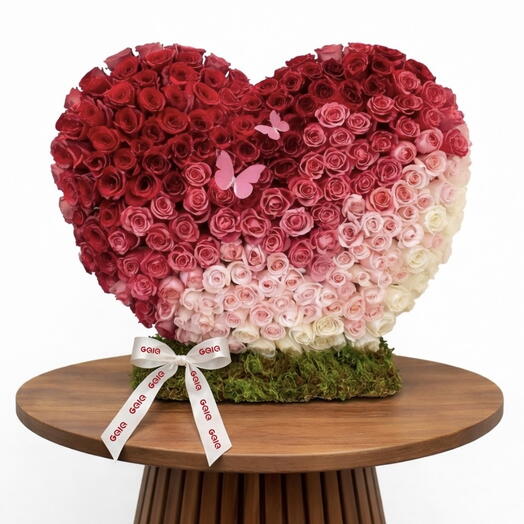 Сердце из роз омбре