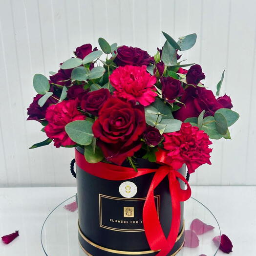 Red Roses And Red Carnation Bouquet