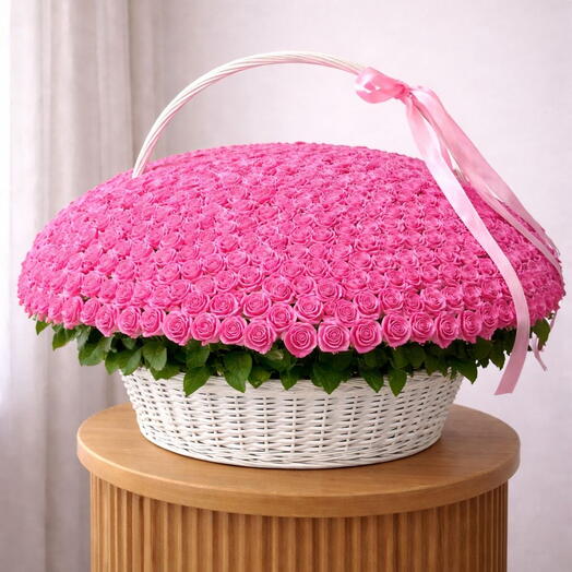 Корзина из 1000 розовых роз