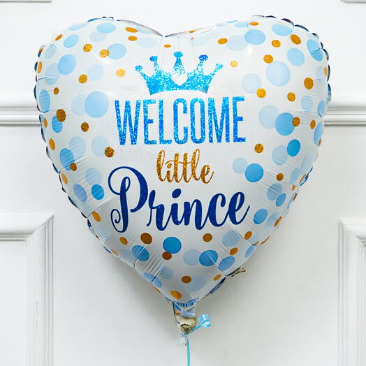 Welcome Little Prince Heart Foil Balloon