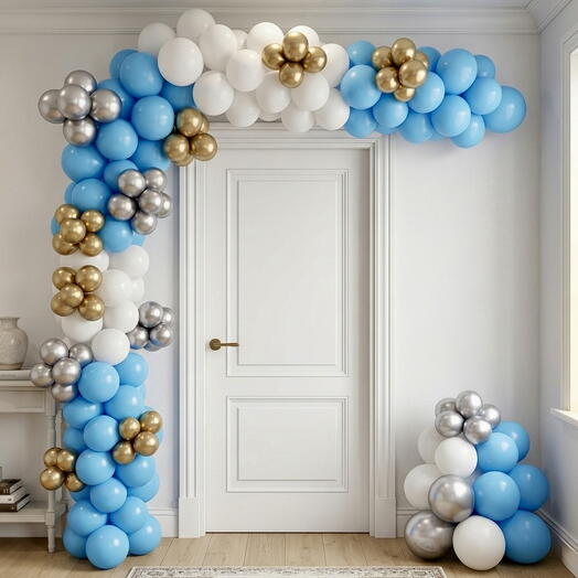 Royal Blue   Gold Luxury Balloon Arch – 180 pcs Elegant Setup