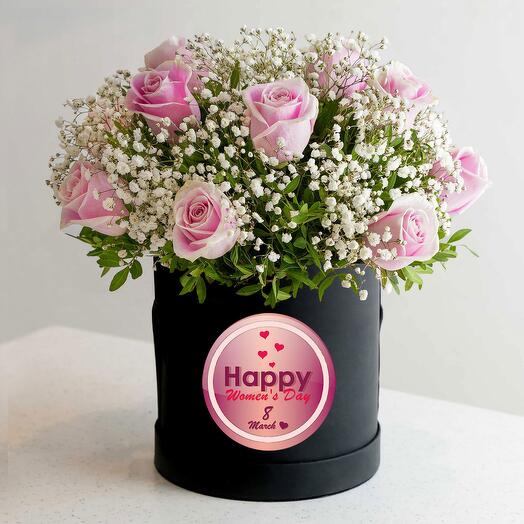 Día de la Mujer 15 caja sombrerera rosa