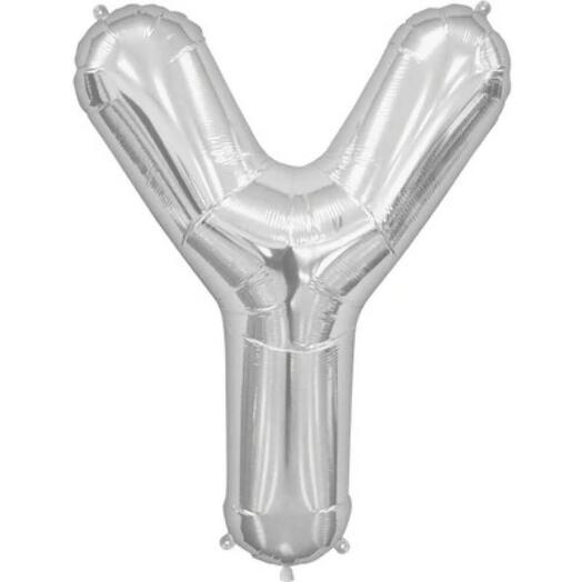 Серебристый фольгированный шар буква Y