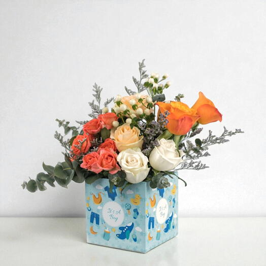 Signature Baby Boy Box – Mixed Flowers