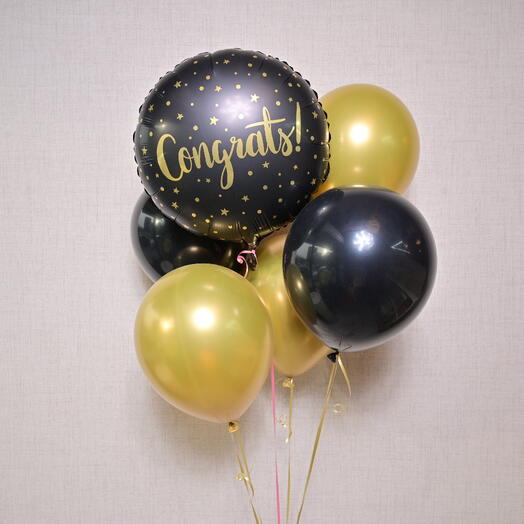 Золотой и черный "Поздравляю!" набор шаров 7130