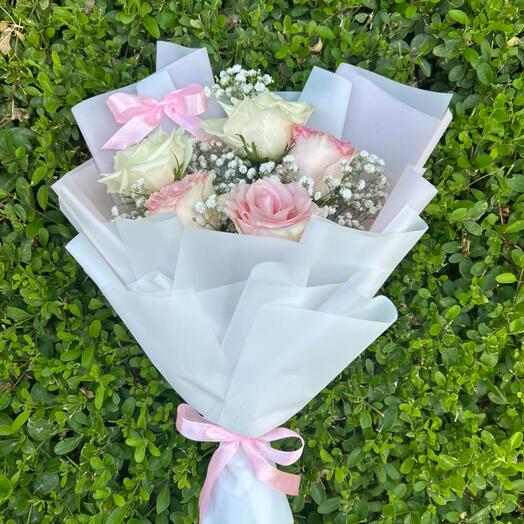 Pink White  Roses Bouquet