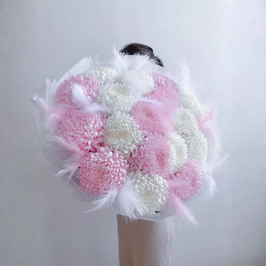 Малышка- Розовые и белые хризантемы