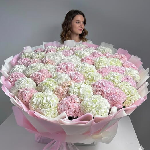 51 Premium Pink N White Hydrangea Bouquet