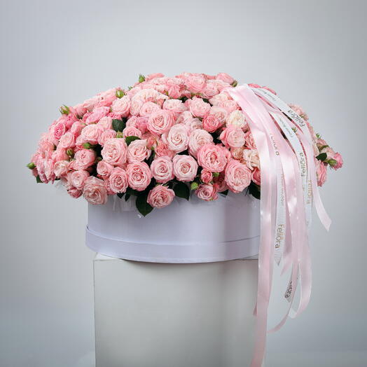 101 кустовых роз Bombastic Pink в коробке 7269