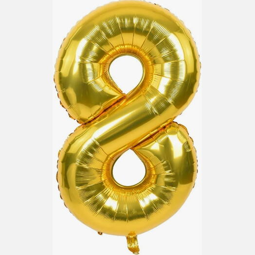 Golden Number Eight Helium Balloon 40 Inches