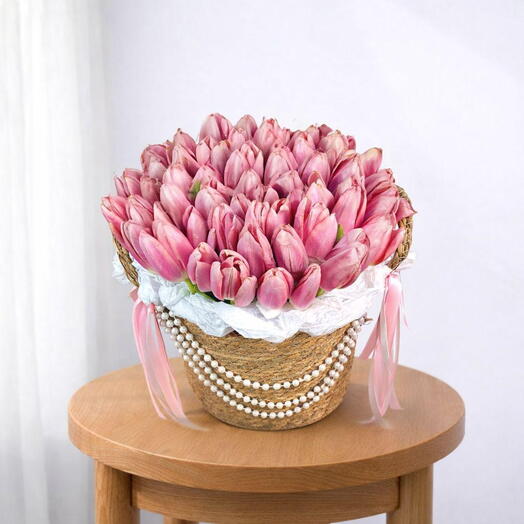 Люкс Тюльпан Розовый 60