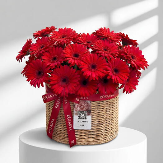 Crimson Radiance Basket: The Red Gerbera Luxe