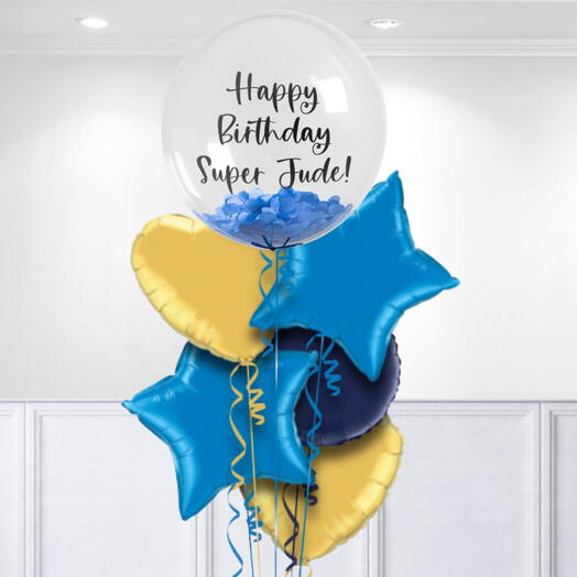 Blue Confetti Bubble Personalised Bunch