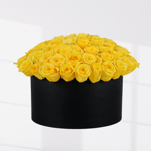 Boîte florale jaune - ( 41 roses )