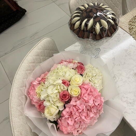 Chocolate and hydrangeas