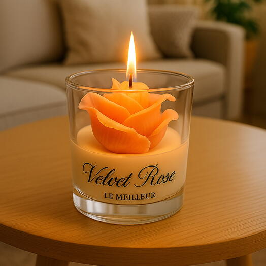 Velvet rose scented candle jar - handmade