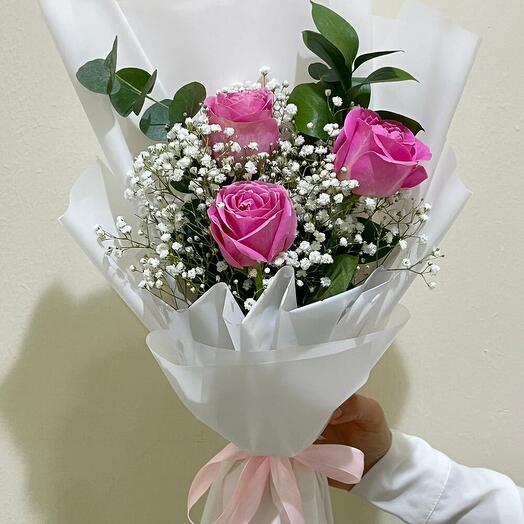3 Pink Roses