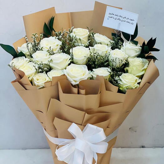 White roses stand bouquet