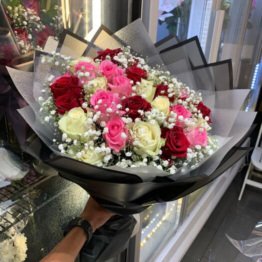 Премиум микс букет цветов подарок с днём рождения