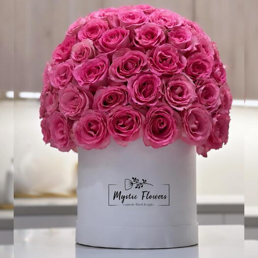 Round Pink Rose Box