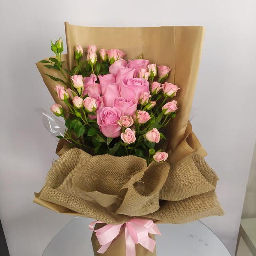 Pink Rose and Baby rose Bouquet