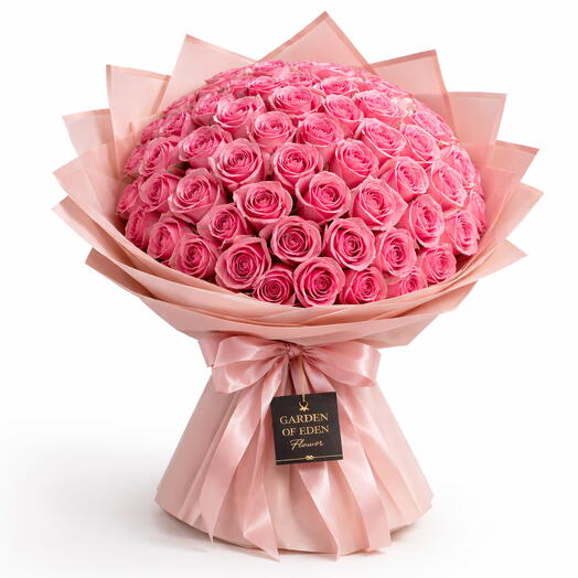 51 Pink Roses Romantic Flower Bouquet
