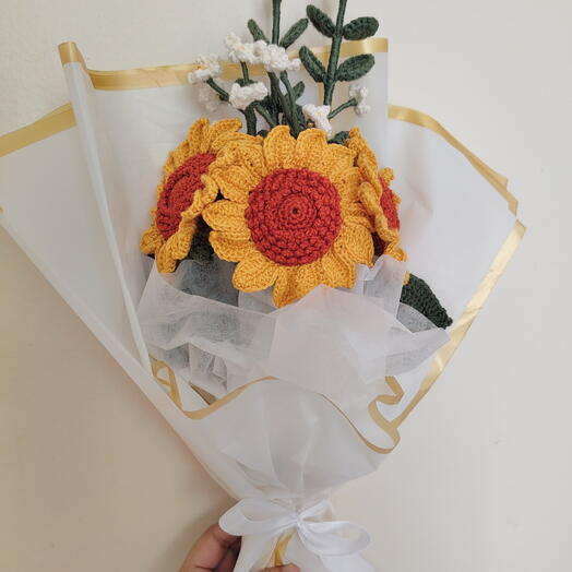 Ручная работа вязаный крючком подсолнух вечный букет