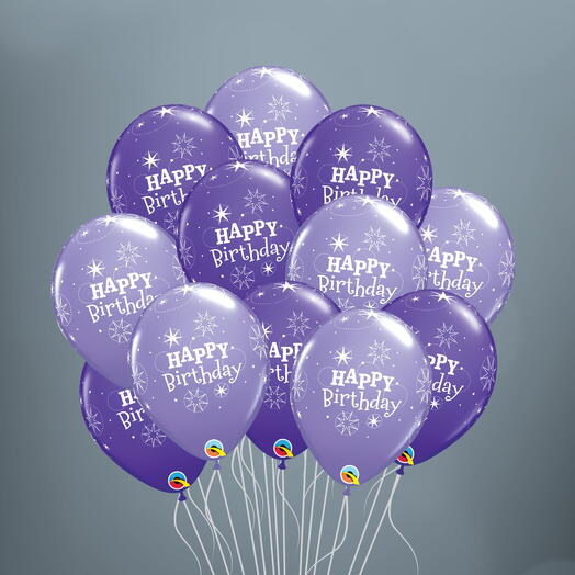 15 Purple Birthday Sparkle Balloons- 1497