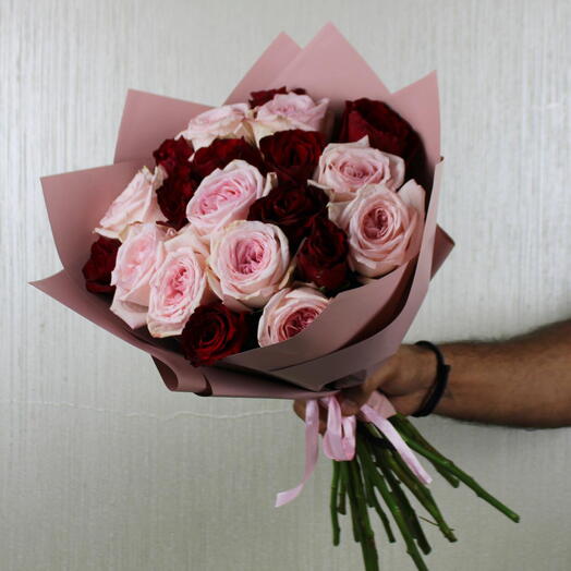 Pink Ohara Red Rose Bouquet 1103