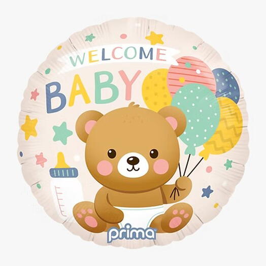 Круглый приветственный медвежонок и воздушные шары 6183