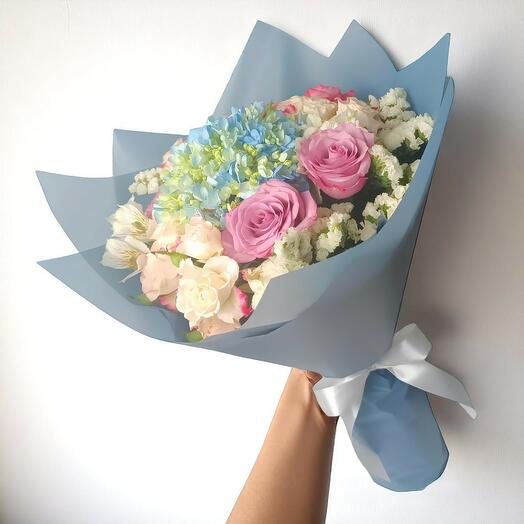 Elegant Pastel Rose Hydrangea Bouquet