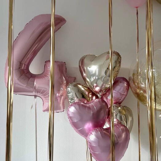 Heart bouquet with number Helium Balloon Set