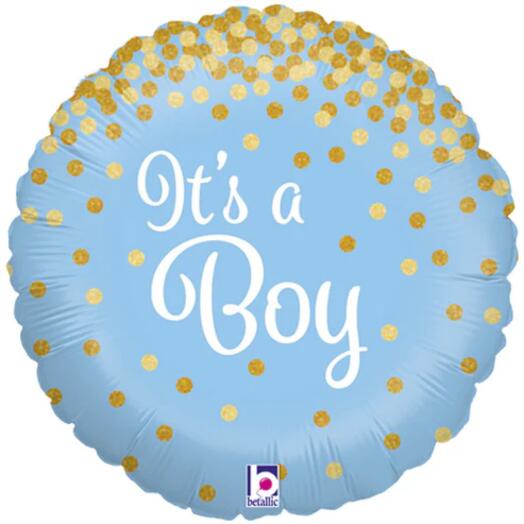 Baby Boy Blue   Gold Single Foil Balloon