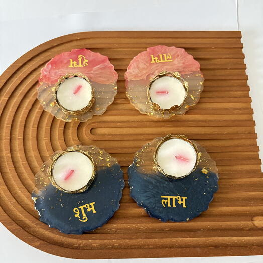 Декоративные подставки для чайных свечей «Счастливого Дивали» (набор из 4 шт., смола)